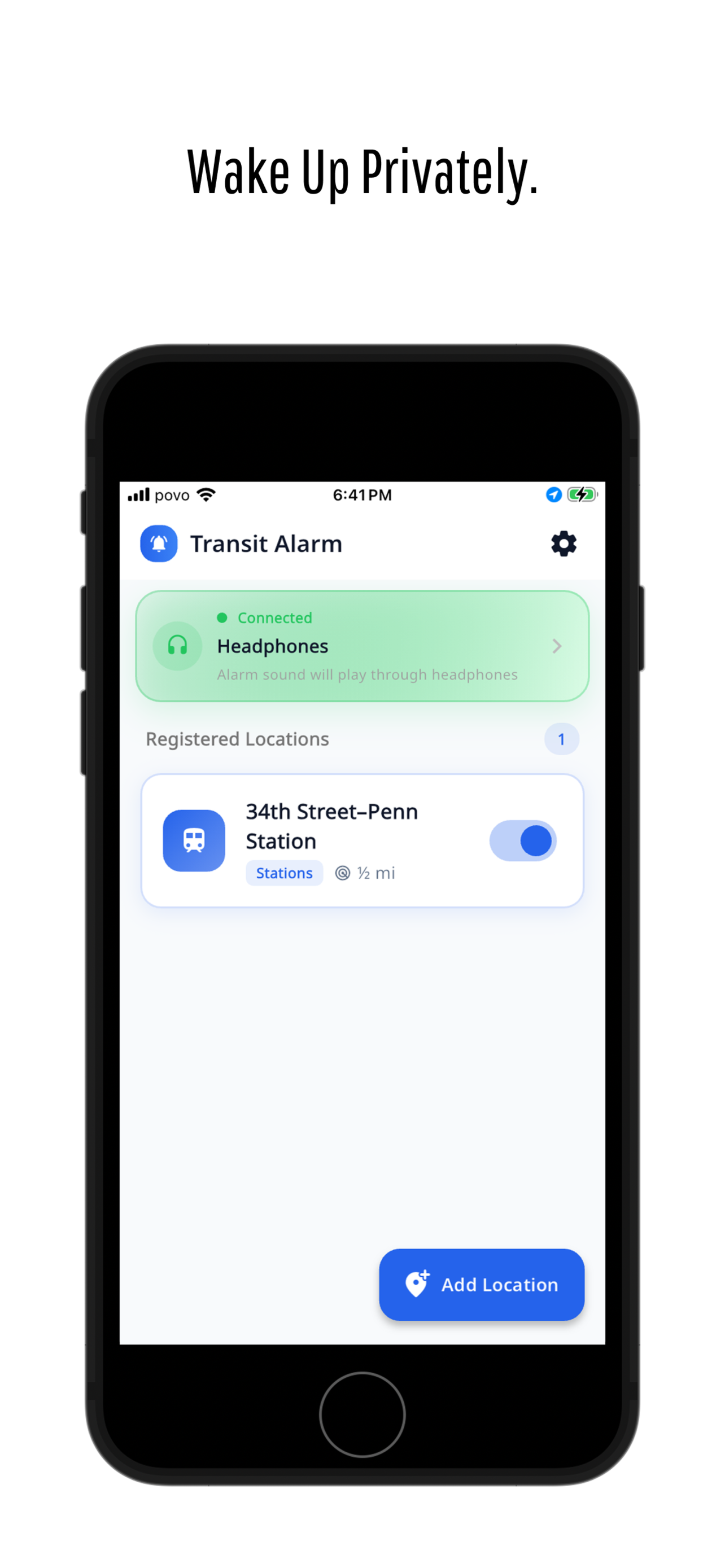 Home screen: Headphone status and registered locations